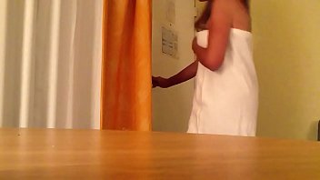 Wife drops towel for room service