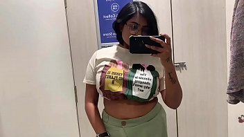 Desi Girl in Shopping and Changing Room nude selfie showing boobs and new BRA Pussy