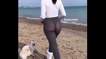 Sexy Latina walking in see through leggings