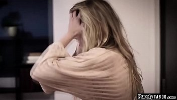 Blonde teen sees her 2nd cousin after quite a while.Shes stressed out cause of her feelings for him.When she finally tells they start to kiss.they get naked and shes fingered while throating his hard cock.He then doggystyles her hard